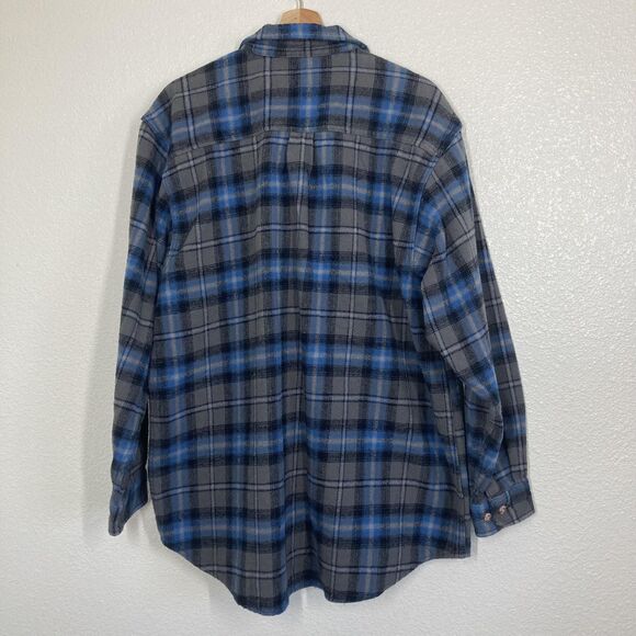 Field & Stream Shirt Mens XL Blue Gray Plaid Flannel Button Up Outdoor Workwear - Picture 15 of 16